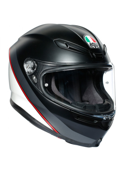 CASCO AGV K6 MINIMAL MATT BLACK / WHITE / RED