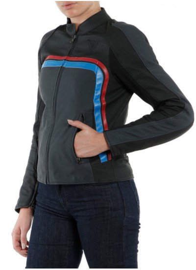 CHAQUETA DAINESE LOLA 3 LADY LEATHER Black/Ebony/Red/Blue