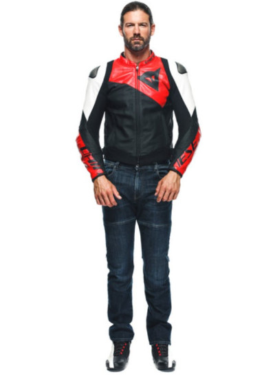 CHAQUETA DAINESE SPORTIVA LEATHER Black-Matt Lava-Red White