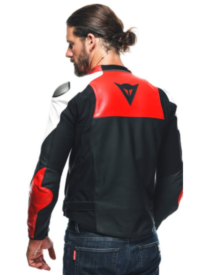 CHAQUETA DAINESE SPORTIVA LEATHER Black-Matt Lava-Red White