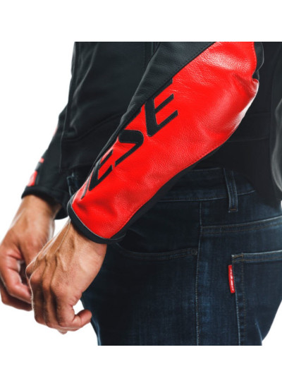 CHAQUETA DAINESE SPORTIVA LEATHER Black-Matt Lava-Red White