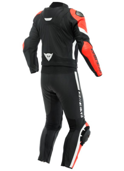 DAINESE AVRO 4 LEATHER 2PCS SUIT-Black-Matt-Fluo-Red-White