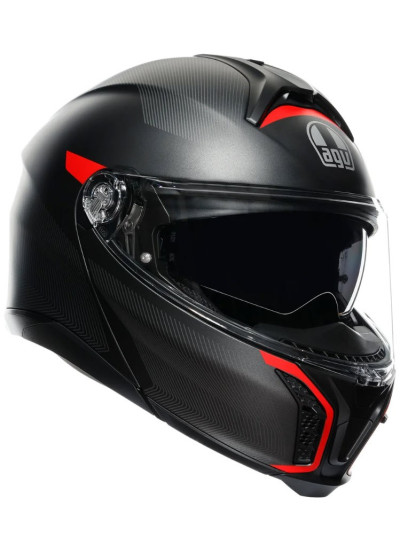 CASCO AGV TOURMODULAR MULTI FREQUENCY MATT GUNMETAL-RED