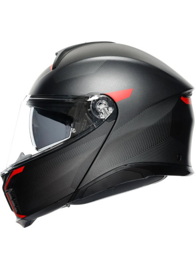 CASCO AGV TOURMODULAR MULTI FREQUENCY MATT GUNMETAL-RED