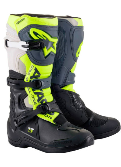 BOTAS ALPINESTARS TECH 3 BLACK-COOL GRAY-FLUORESCENT YELLOW