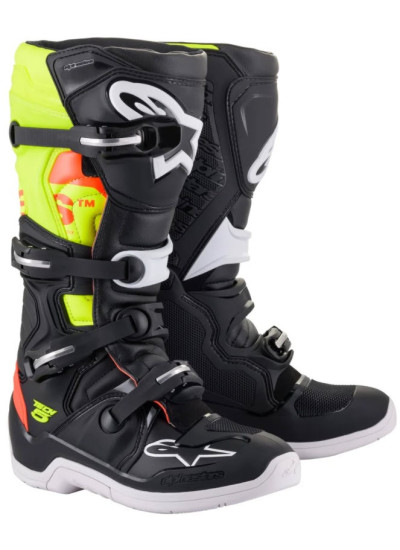 BOTA ALPINESTARS TECH 5 BLACK / FLUORESCENT RED / FLUORESCENT YELLOW