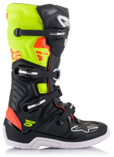 BOTA ALPINESTARS TECH 5 BLACK / FLUORESCENT RED / FLUORESCENT YELLOW